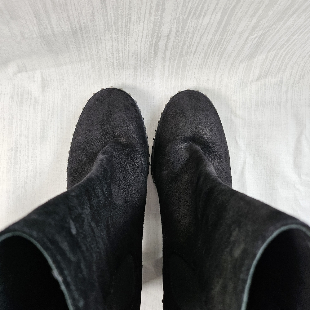 Rag & Bone Black Suede Studded Chelsea Booties Size 39 - Picture 5 of 16